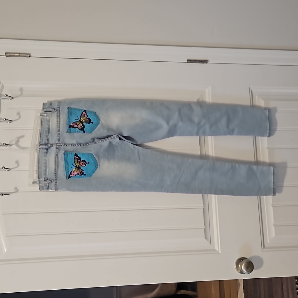 Shein Graphic 1999 Buterfly High Rise Skinny Jeans Size Medium - Picture 2 of 11